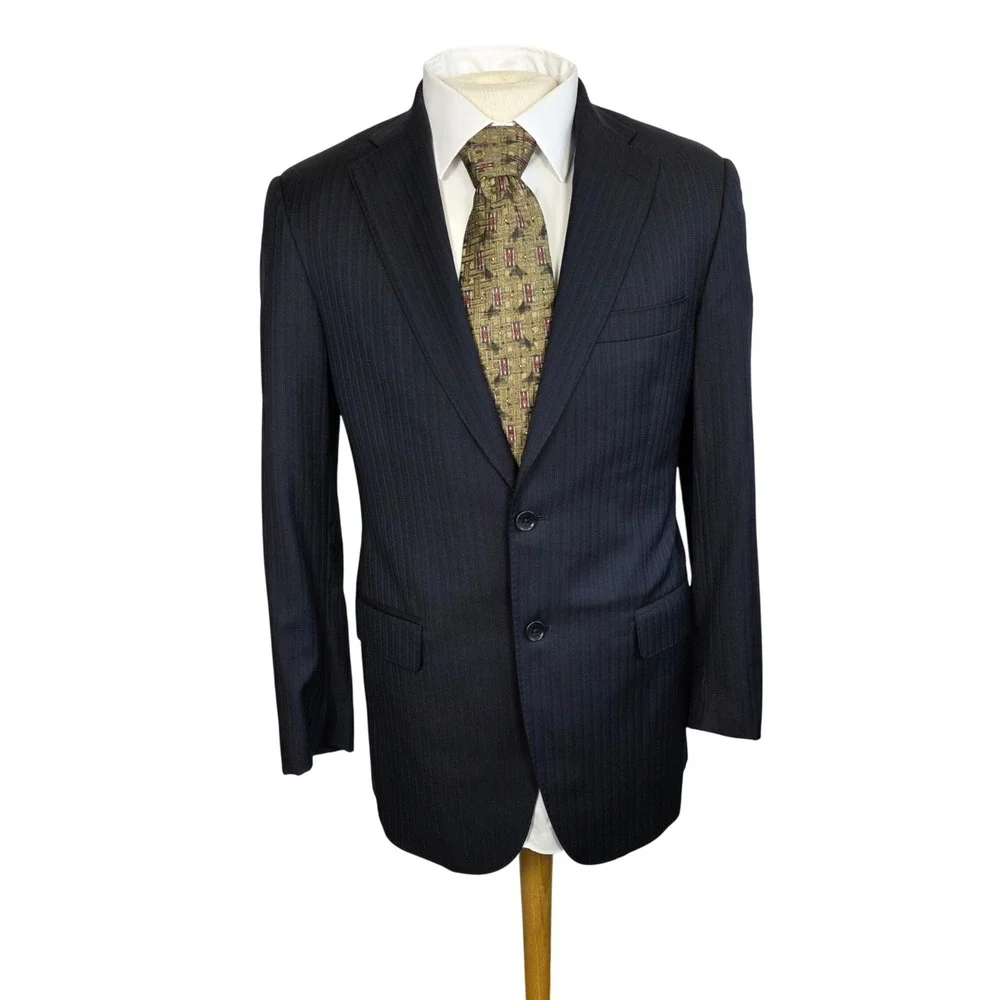 Brooks Brothers 1818 Regent Navy Wool Pinstripe Blazer Jacket Men's 39R‎